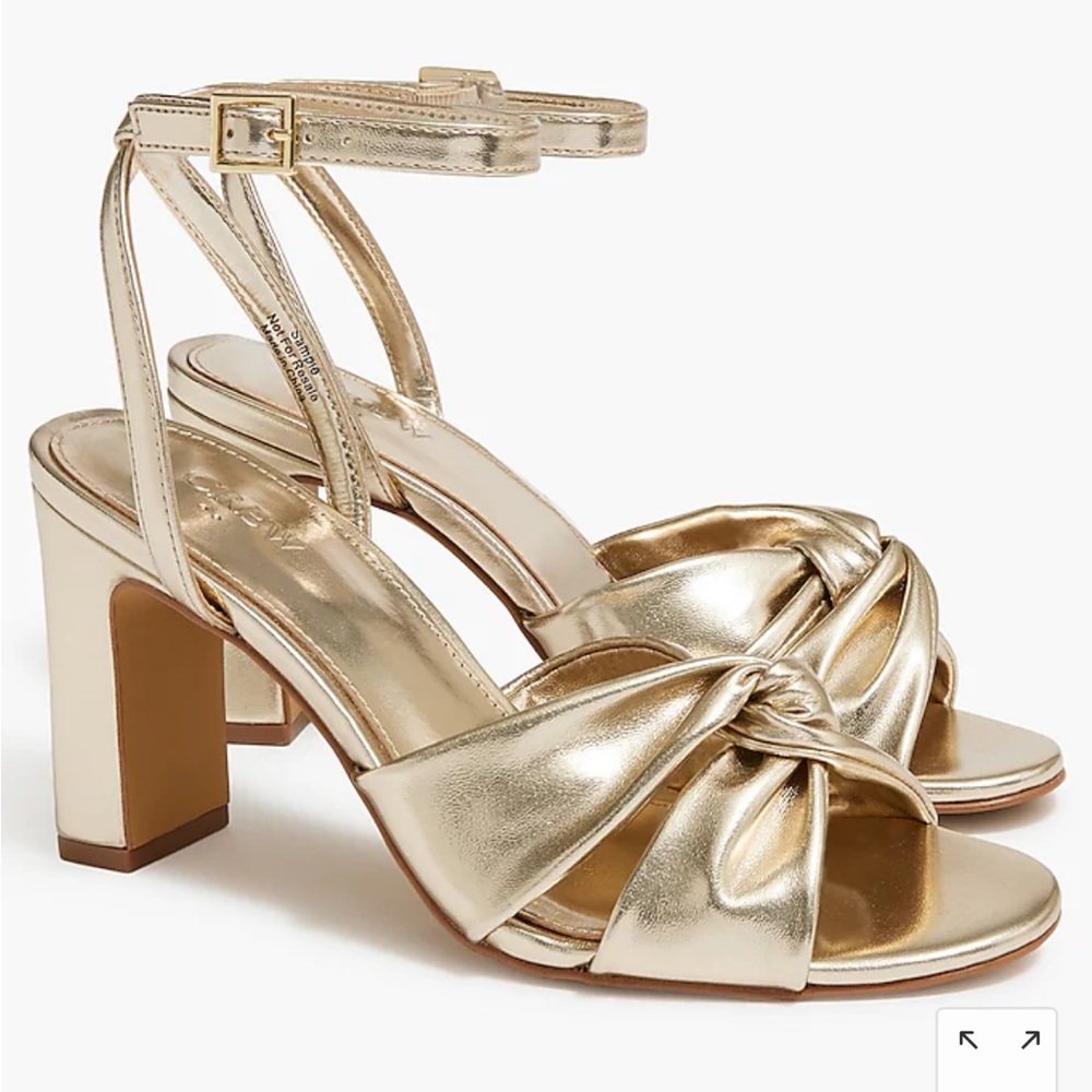 J Crew Factory Gold Knotted Heeled Sandals, 9.5, NWT